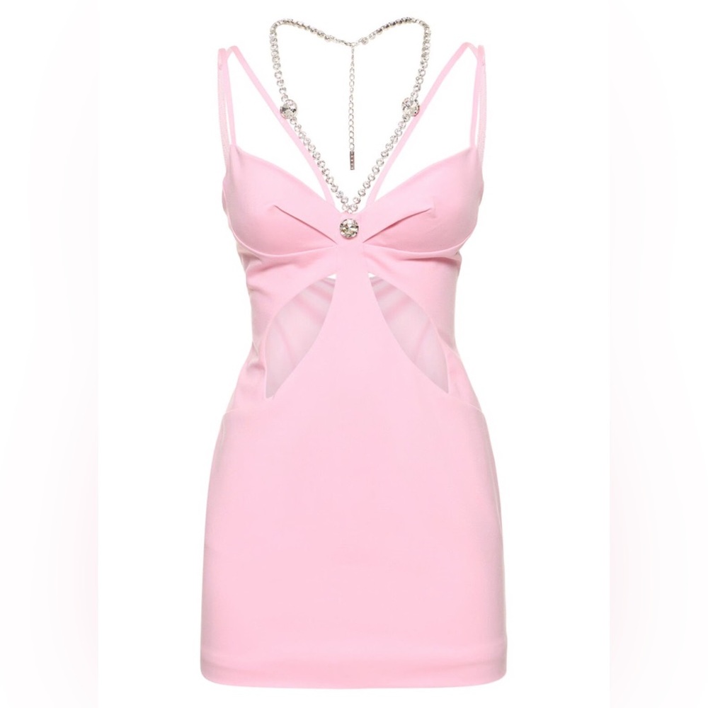 Pink Cutout Mini Dress with Chain Detail